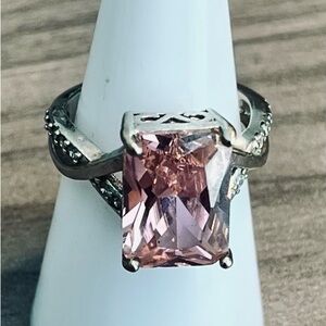 Vintage Pink Cushion-Cut Stone Ring - Women Jewelry